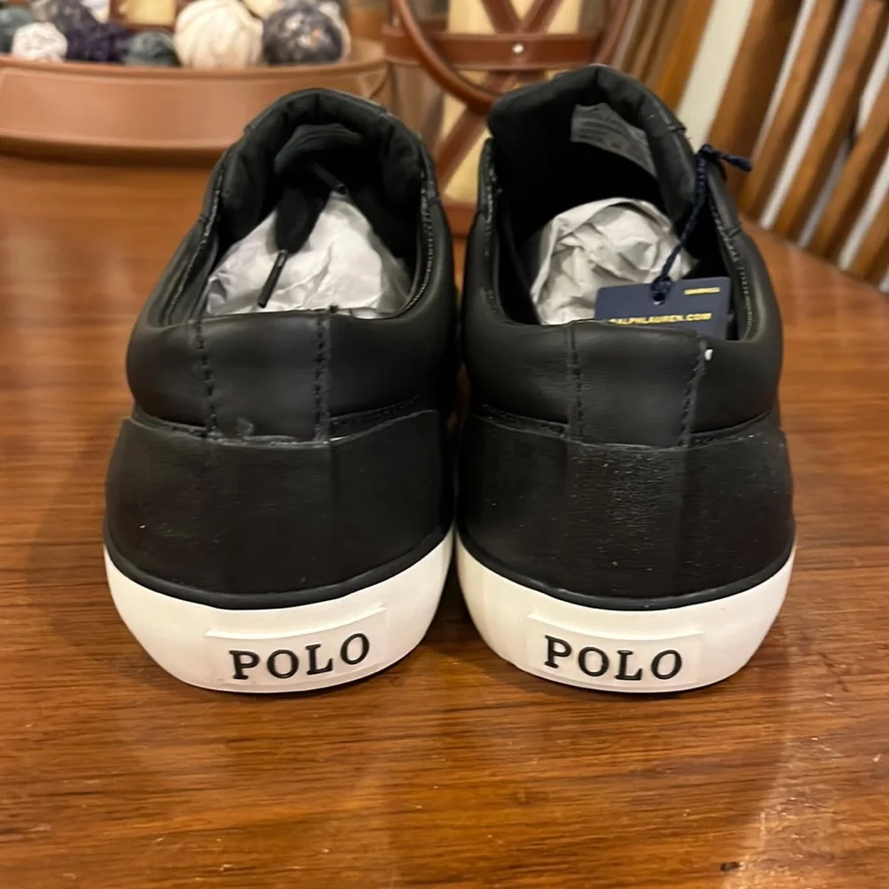 Polo Ralph Lauren Ian Boat Deck Shoes Sneakers new Black Leather Mens Size 12